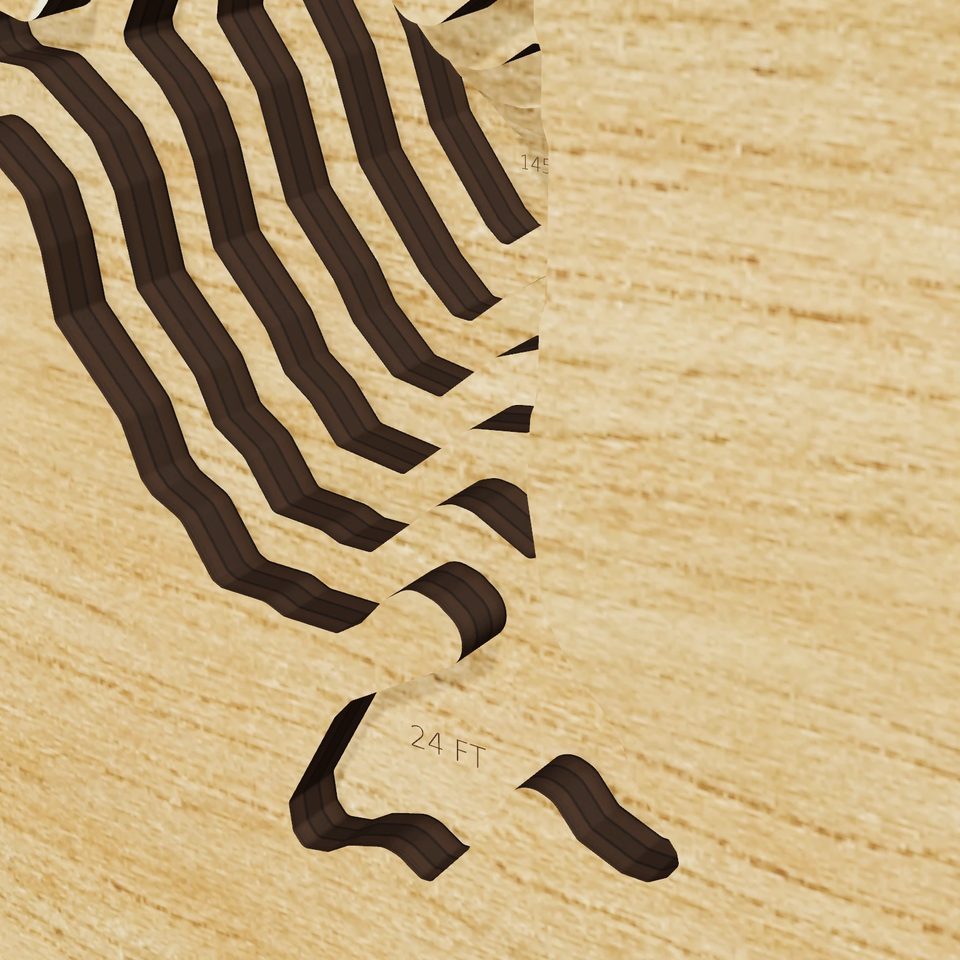 Abiquiu Lake 3D wood map, detail view