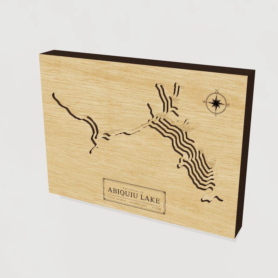 Abiquiu Lake 3D wood map, hero view