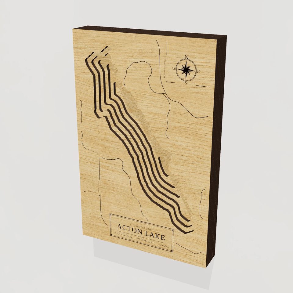 Acton Lake 3D wood map, hero view