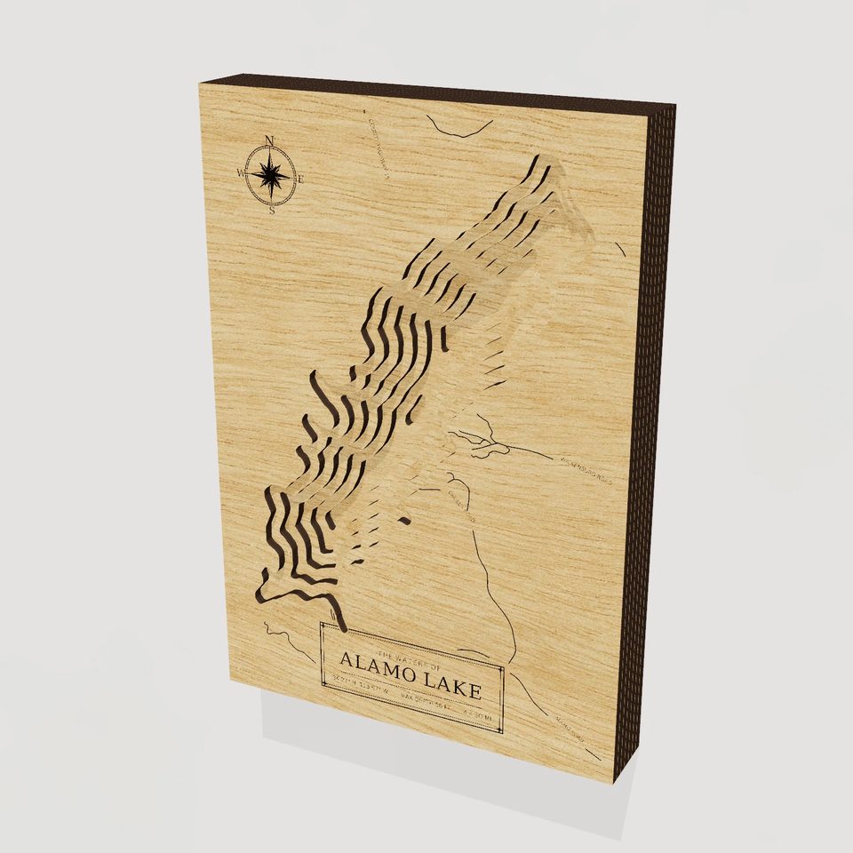 Alamo Lake 3D wood map, hero view