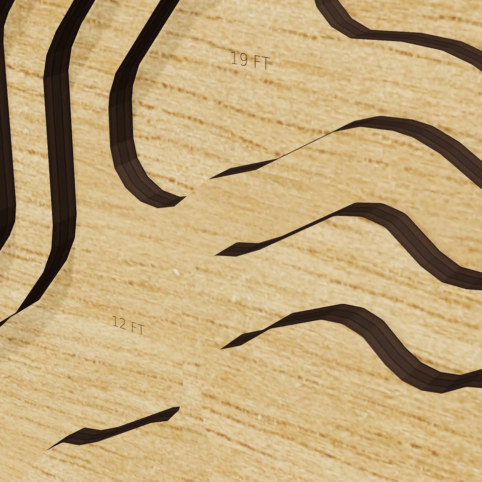 Alexander Lake 3D wood map, detail view