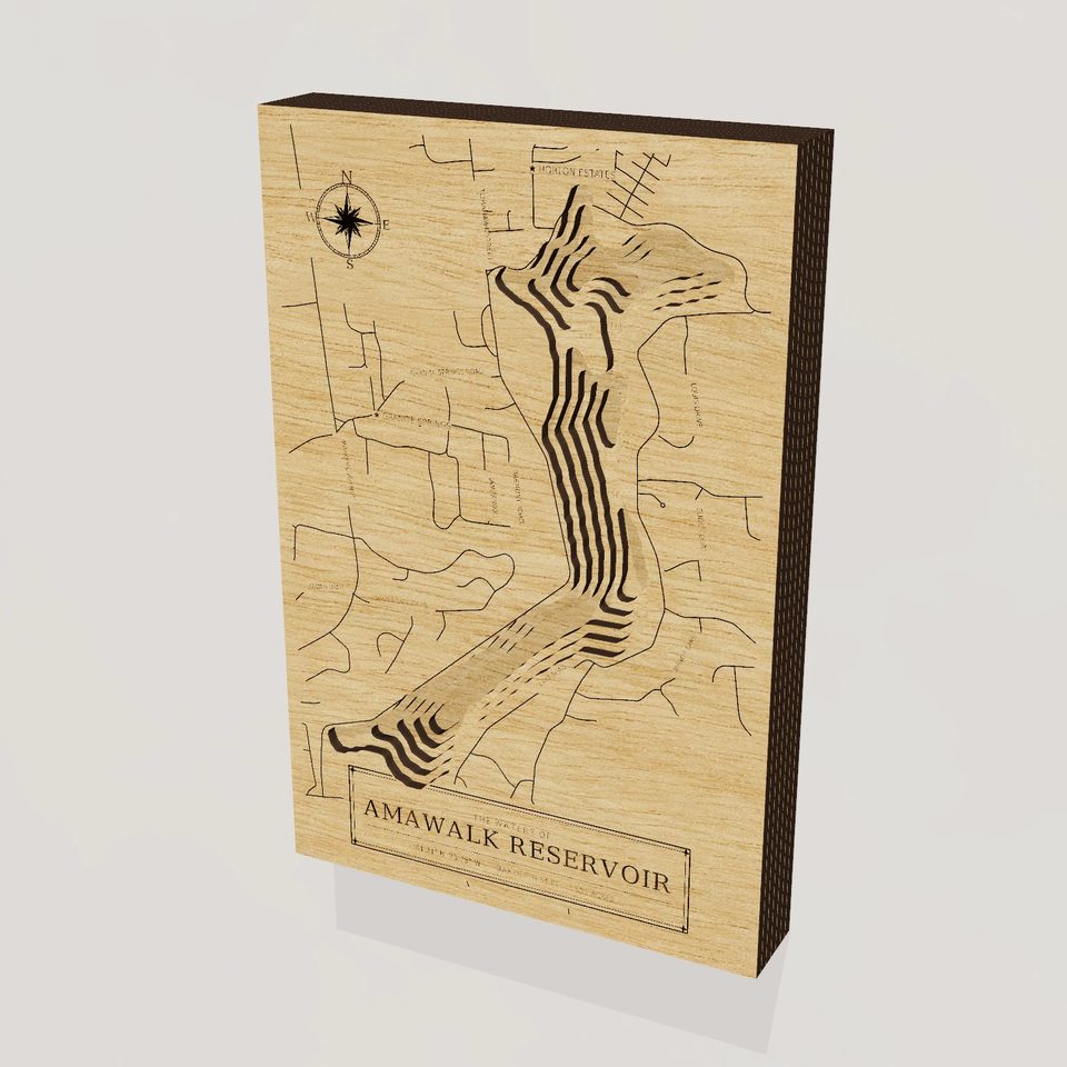 Amawalk Reservoir 3D wood map, hero view