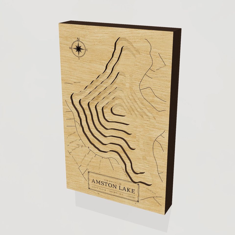 Amston Lake 3D wood map, hero view