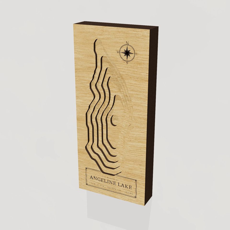 Angeline Lake 3D wood map, hero view