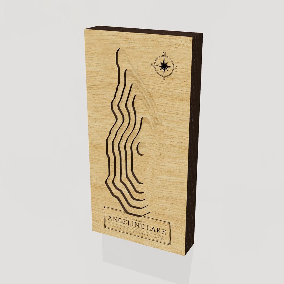 Angeline Lake 3D wood map, hero view