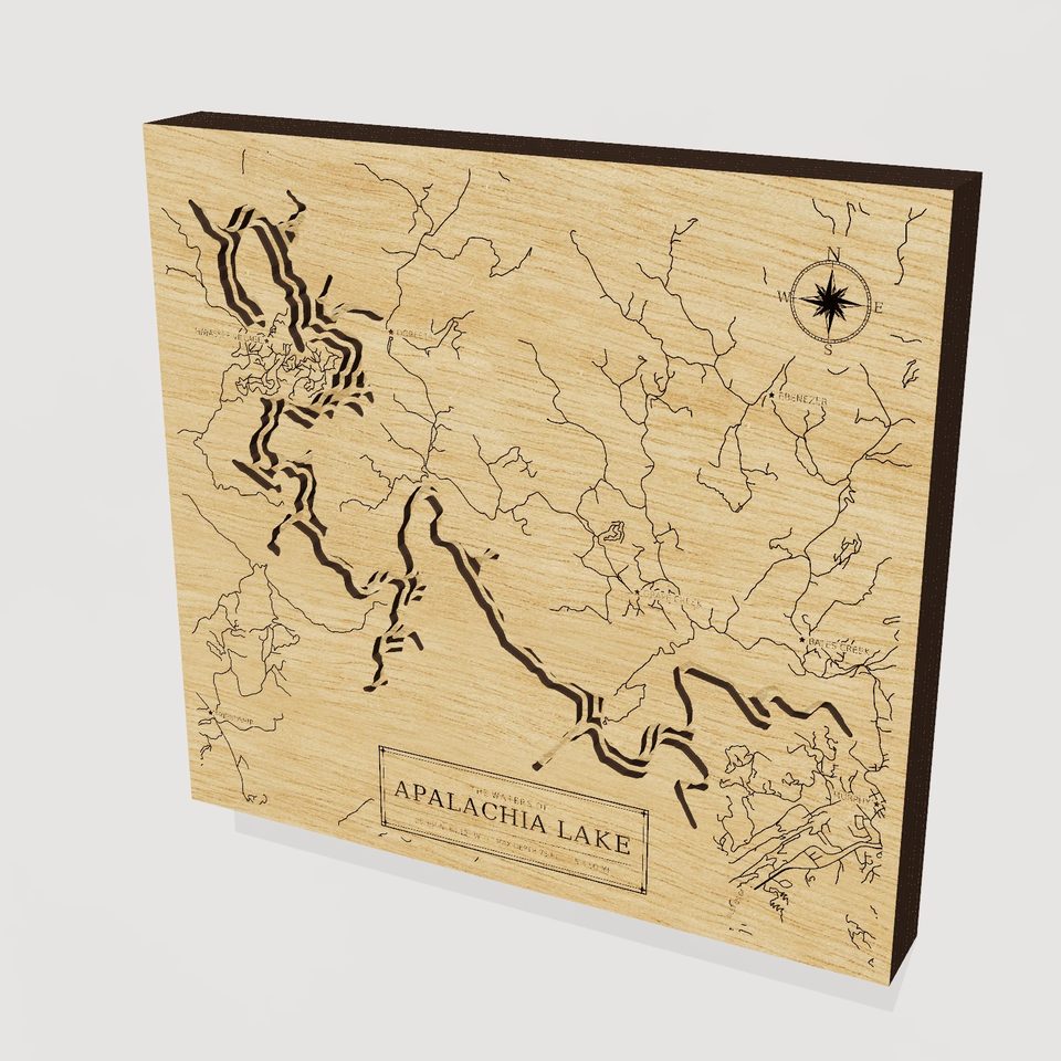 Apalachia Lake 3D wood map, hero view