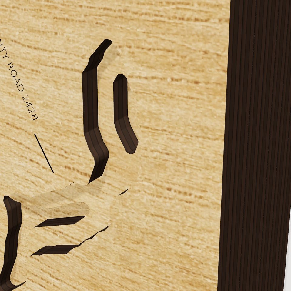 Aquilla Lake 3D wood map, detail view