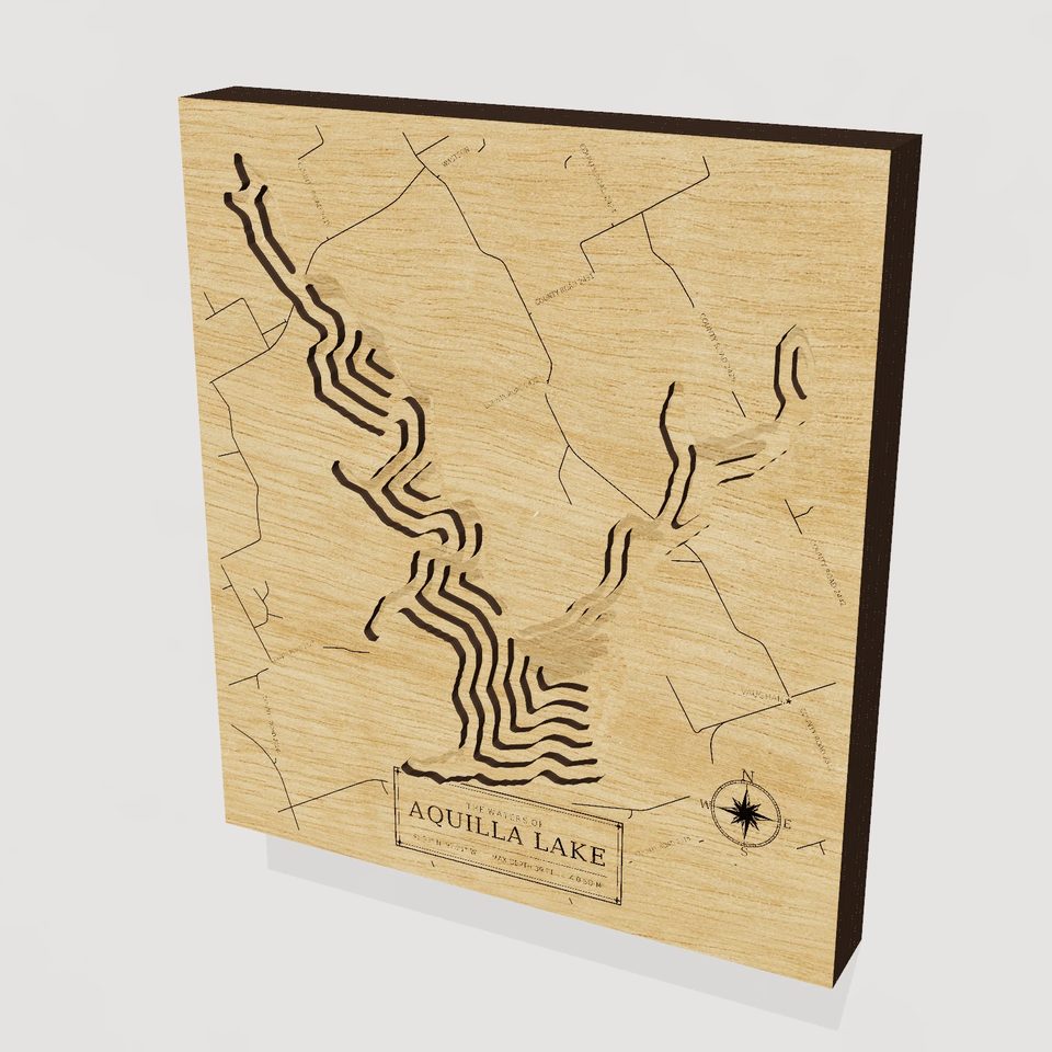 Aquilla Lake 3D wood map, hero view