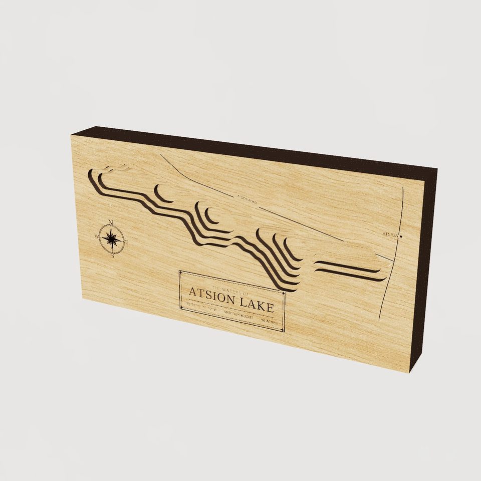 Atsion Lake 3D wood map, hero view