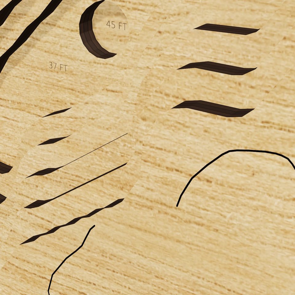 Ayers Pond 3D wood map, detail view