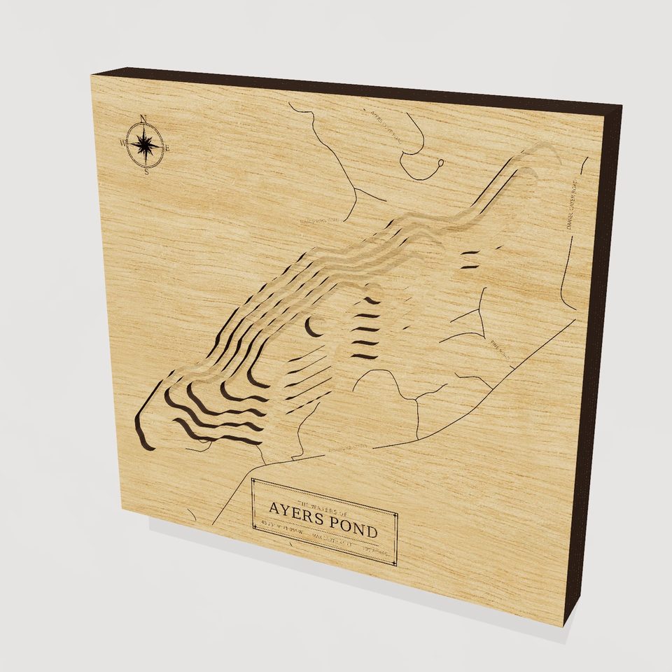 Ayers Pond 3D wood map, hero view