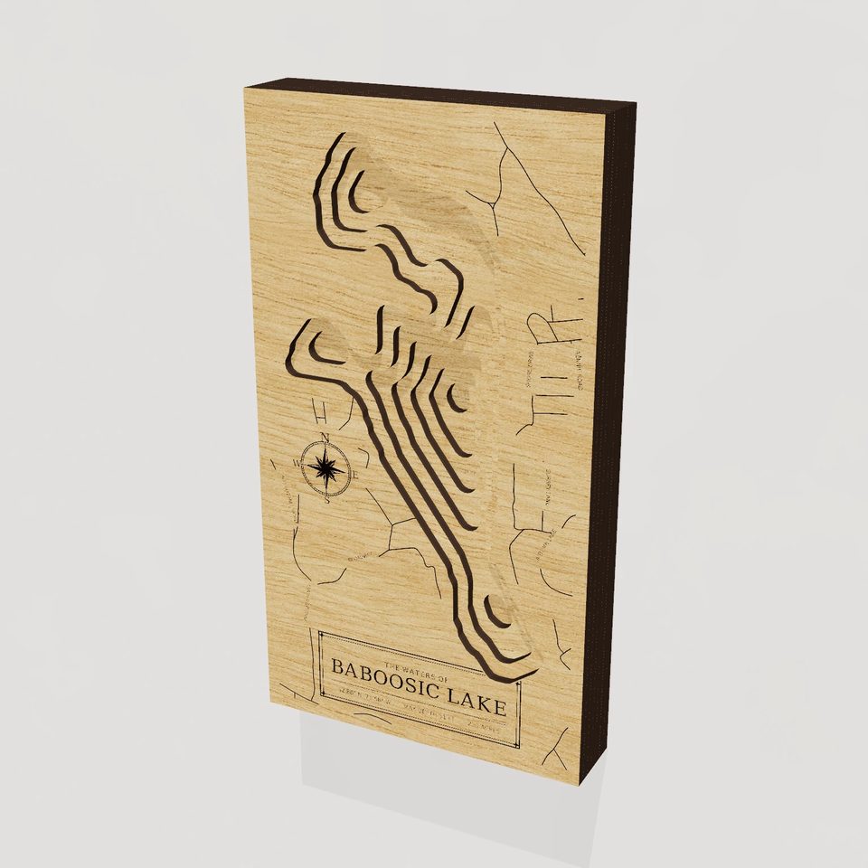 Baboosic Lake 3D wood map, hero view