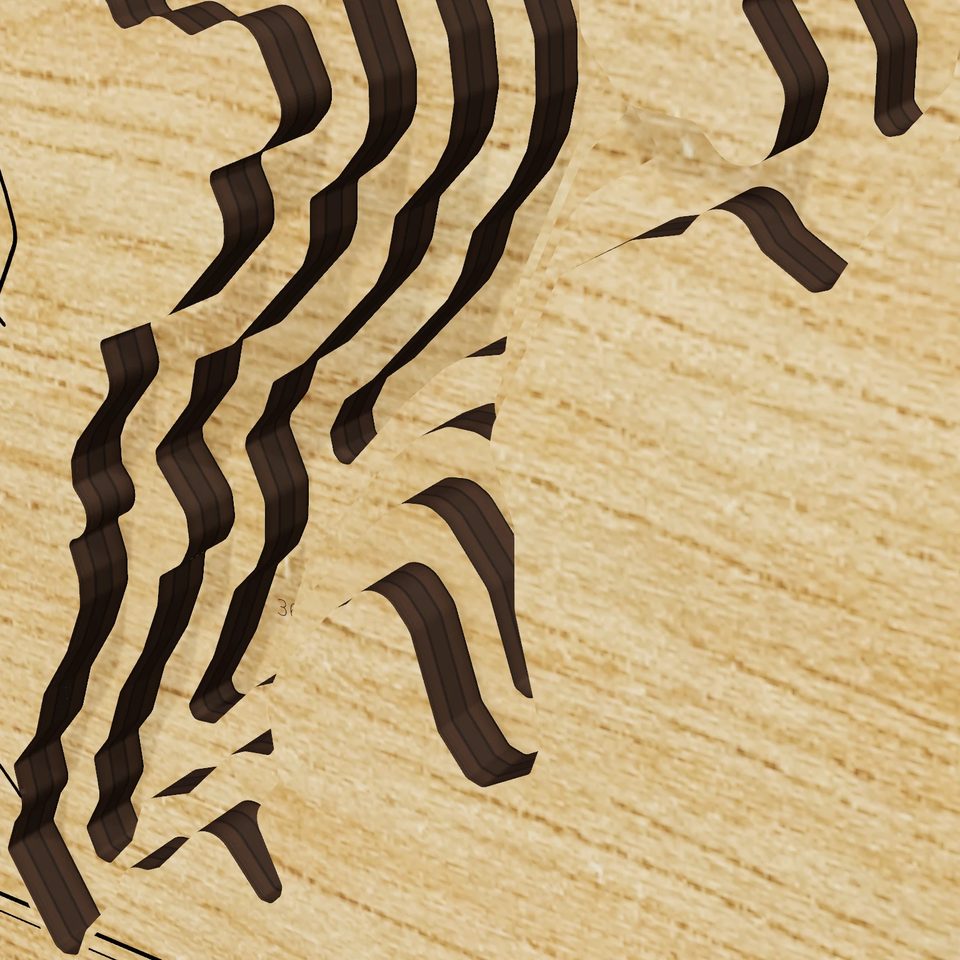 Badin Lake 3D wood map, detail view