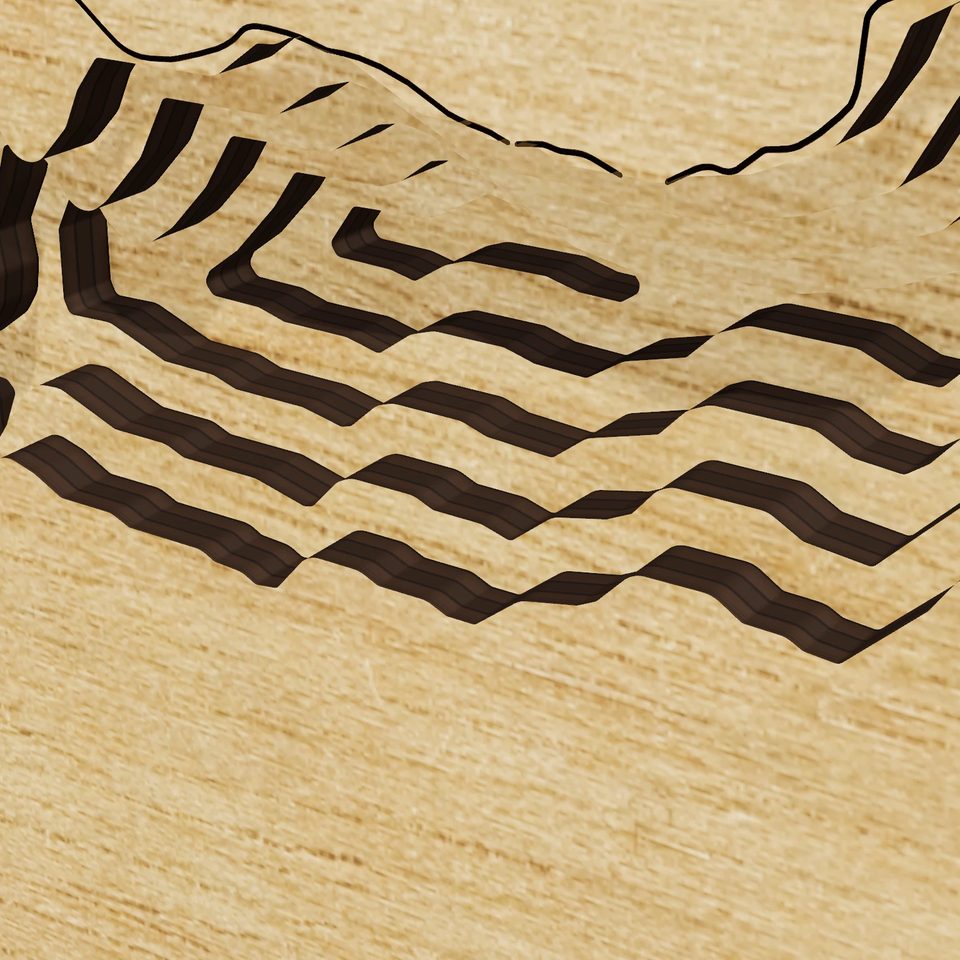 Baker Lake 3D wood map, detail view