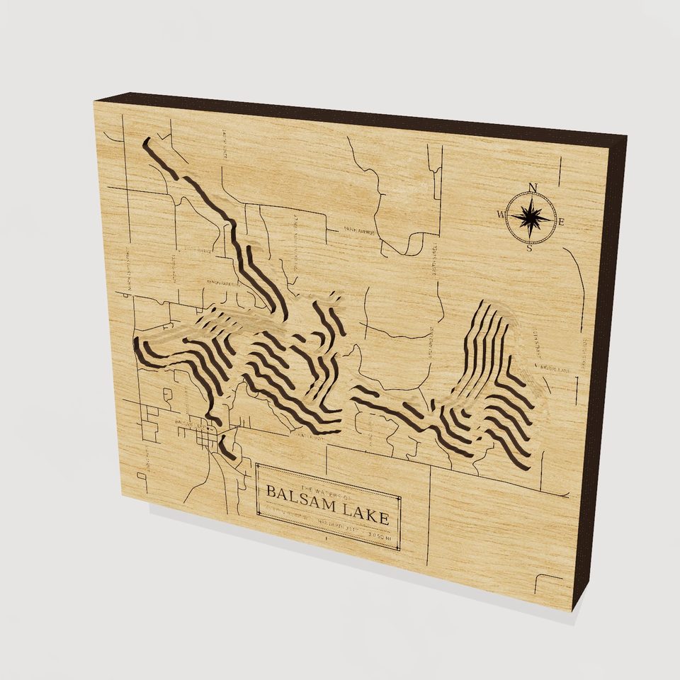 Balsam Lake 3D wood map, hero view