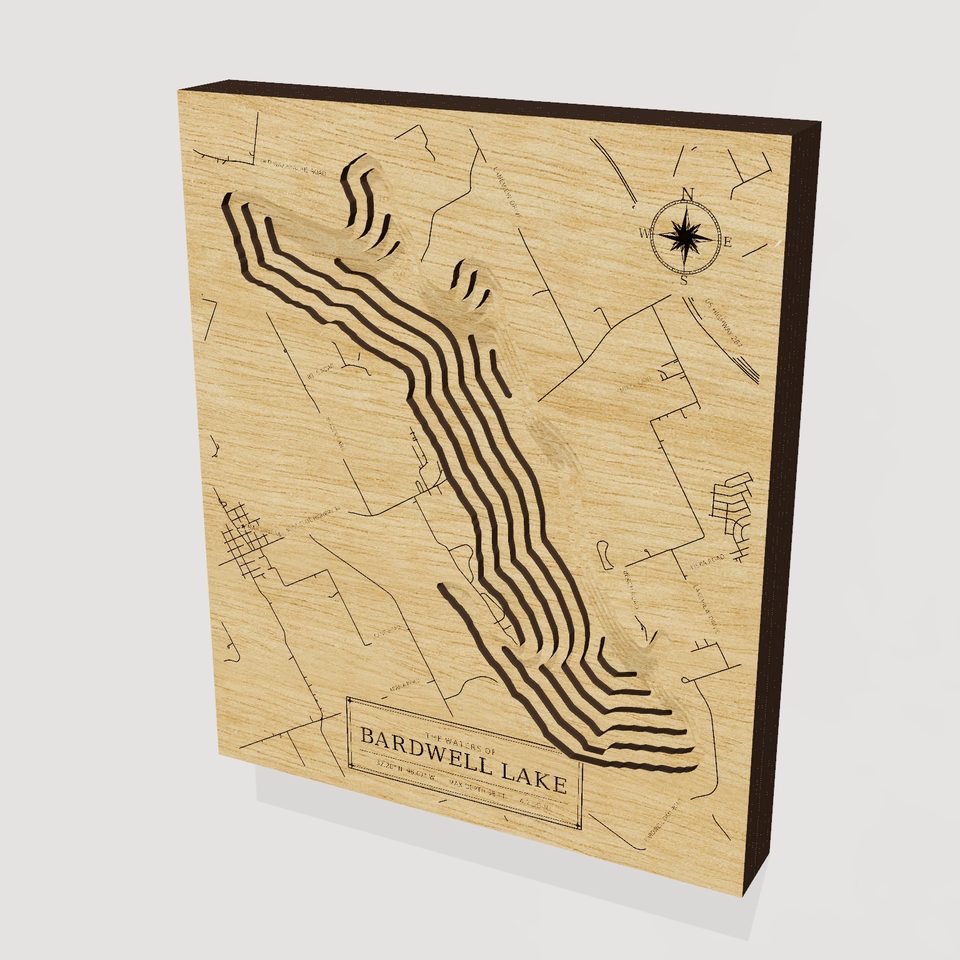 Bardwell Lake 3D wood map, hero view