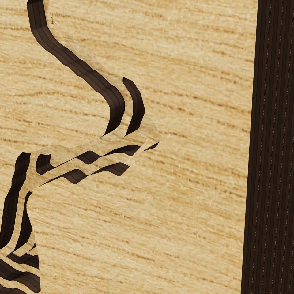 Bartlett Lake 3D wood map, detail view