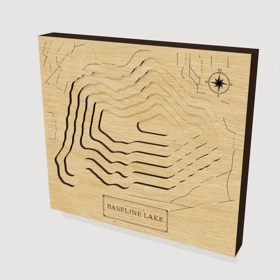 Baseline Lake 3D wood map, hero view