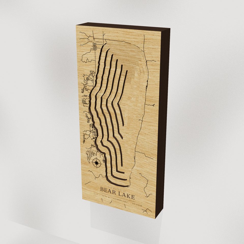 Bear Lake 3D wood map, hero view