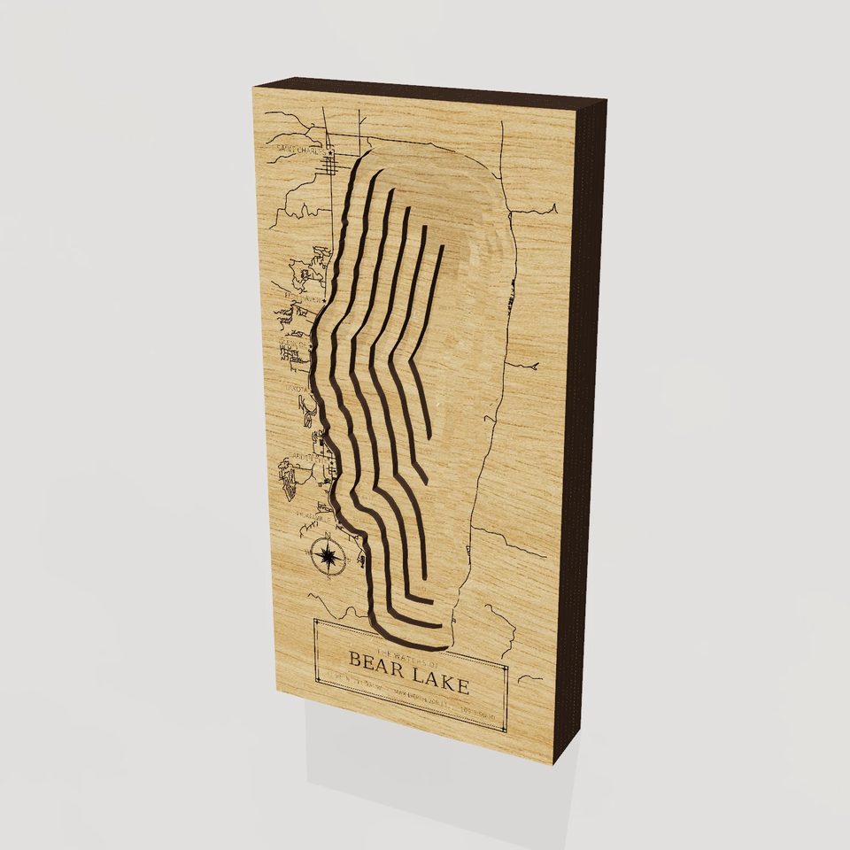 Bear Lake 3D wood map, hero view