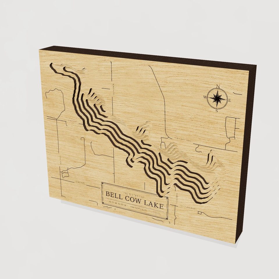 Bell Cow Lake 3D wood map, hero view