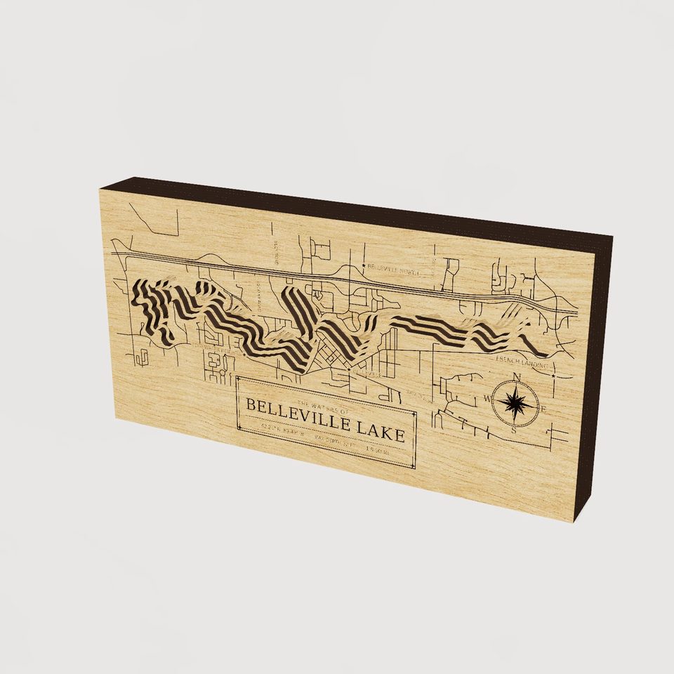 Belleville Lake 3D wood map, hero view
