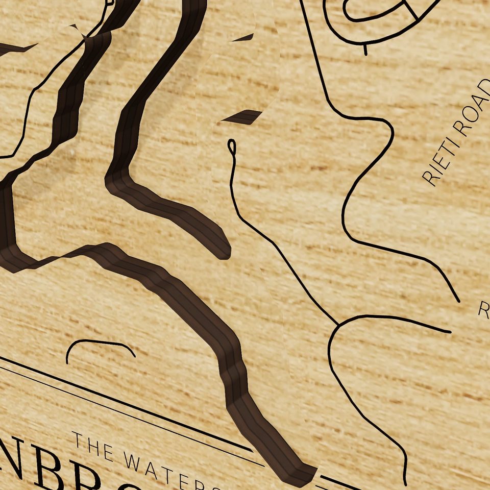 Benbrook Lake 3D wood map, detail view