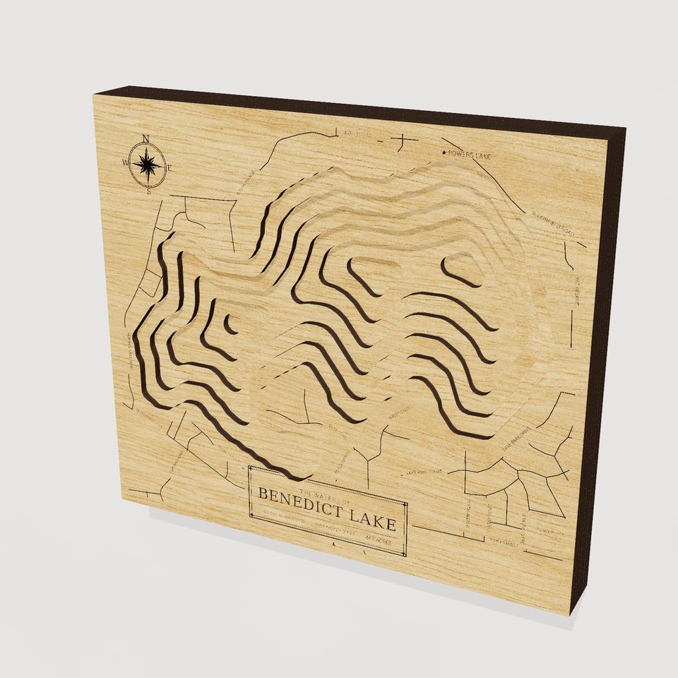 Benedict Lake 3D wood map, hero view