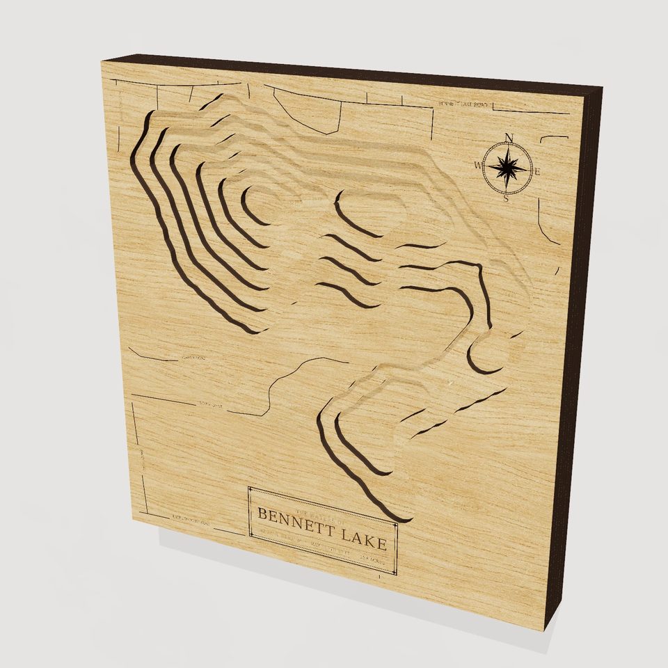 Bennett Lake 3D wood map, hero view