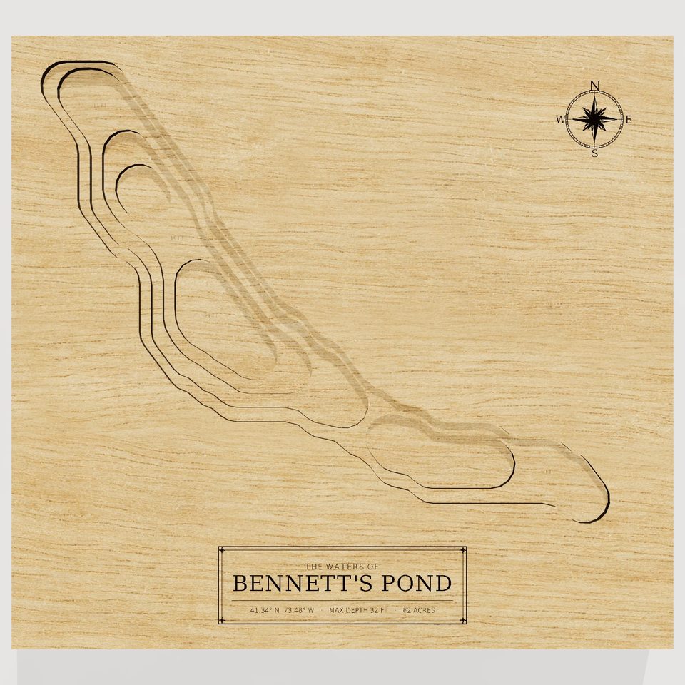 Bennett's Pond 3D wood map, front view