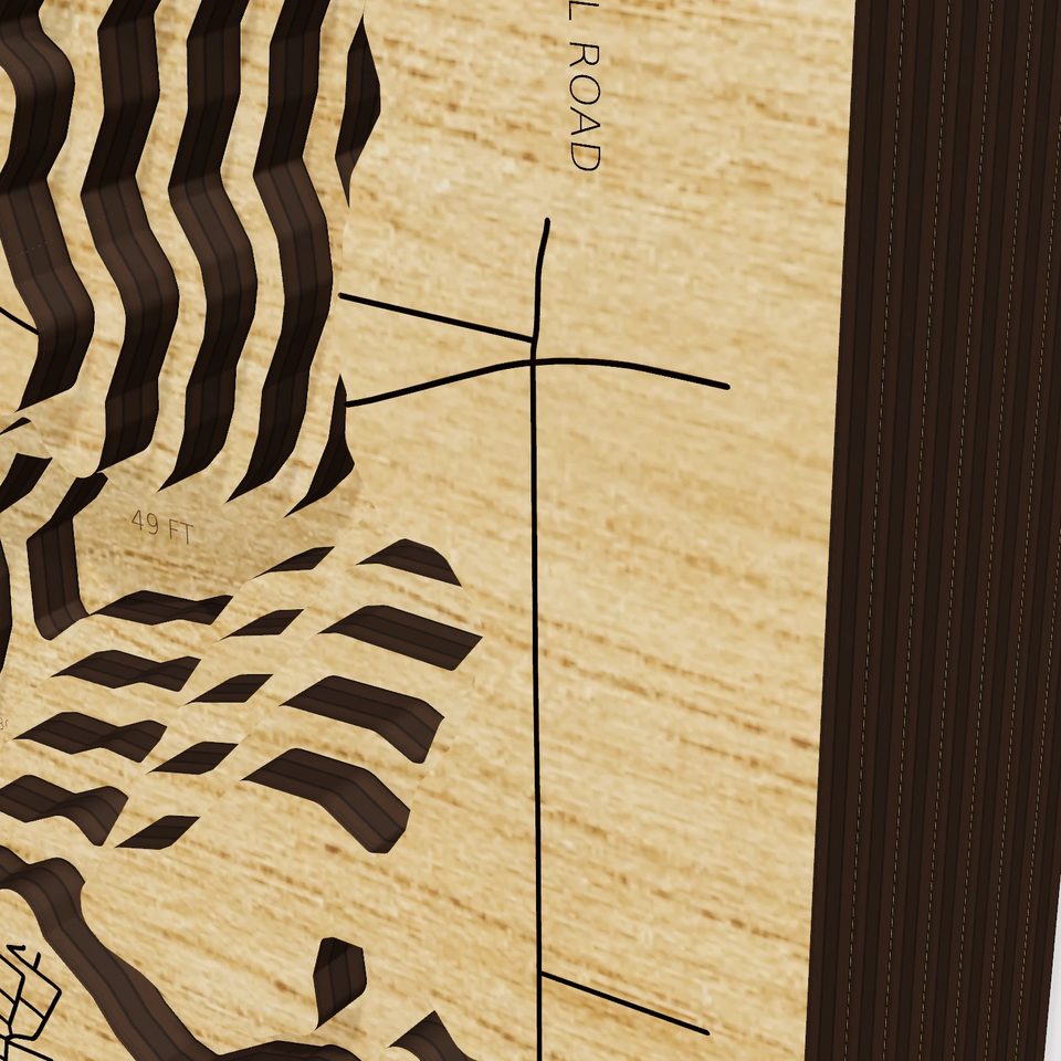 Berlin Lake 3D wood map, detail view