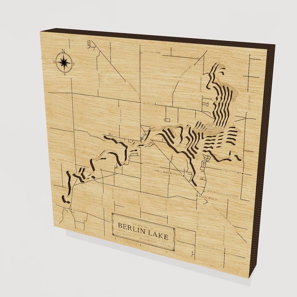 Berlin Lake 3D wood map, hero view