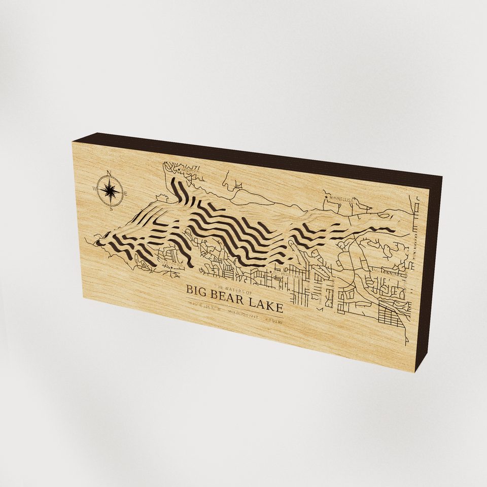 Big Bear Lake 3D wood map, hero view