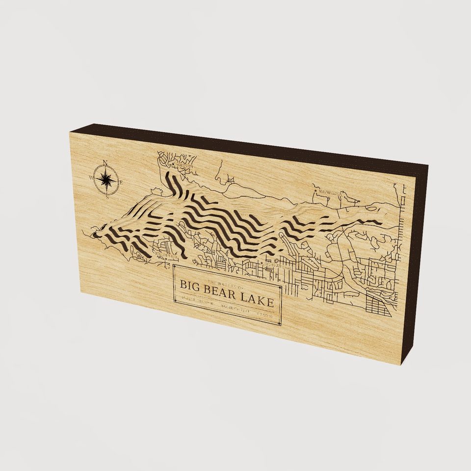 Big Bear Lake 3D wood map, hero view