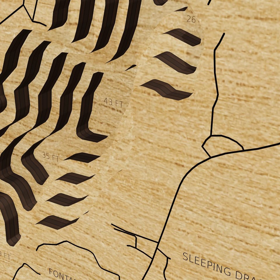 Big Cedar Lake 3D wood map, detail view