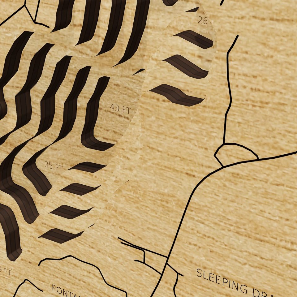 Big Cedar Lake 3D wood map, detail view