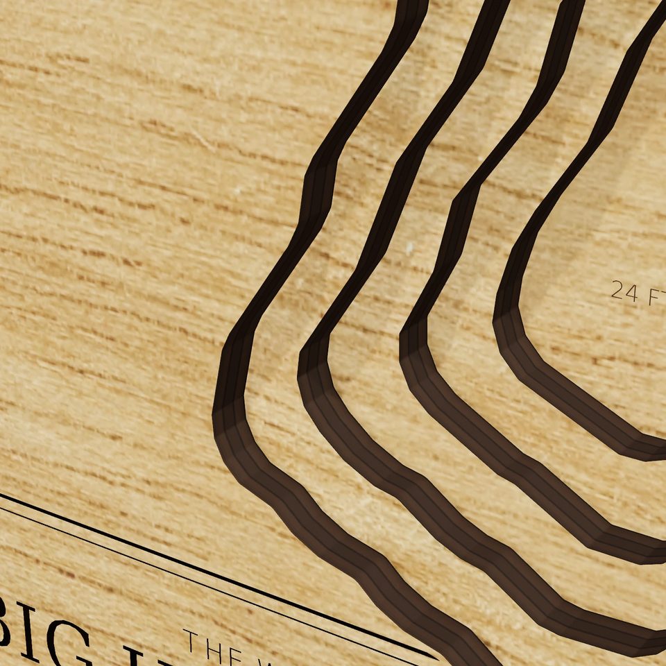 Big Heart Lake 3D wood map, detail view