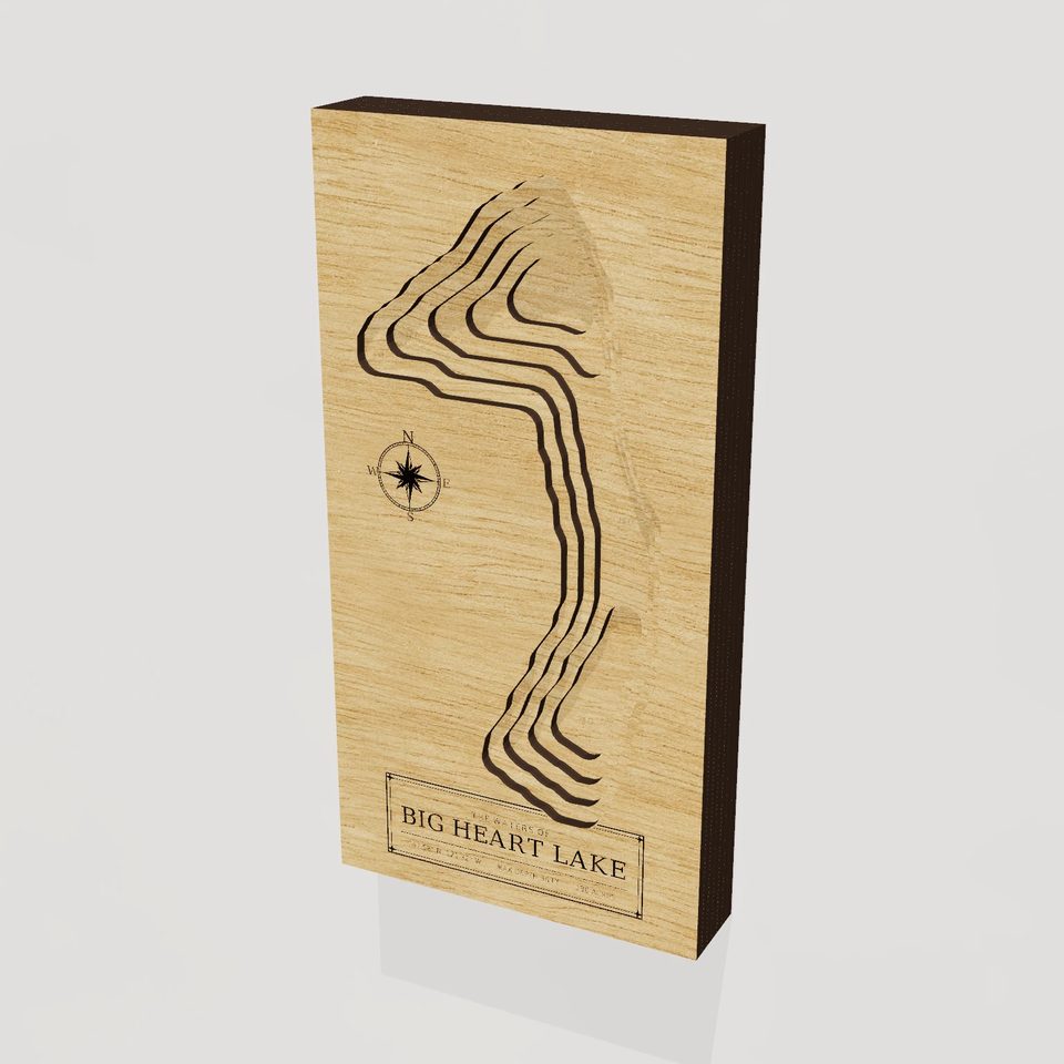 Big Heart Lake 3D wood map, hero view