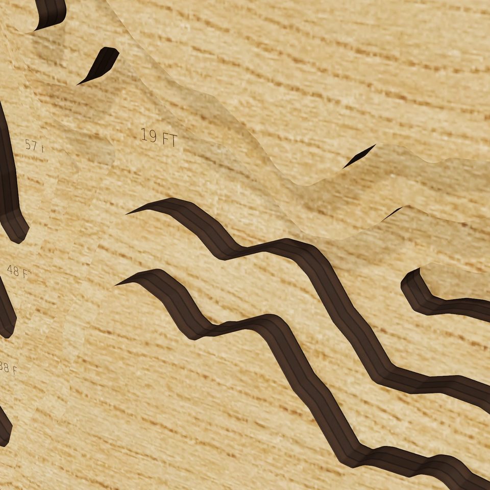 Big Marine Lake 3D wood map, detail view