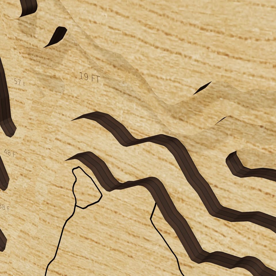 Big Marine Lake 3D wood map, detail view