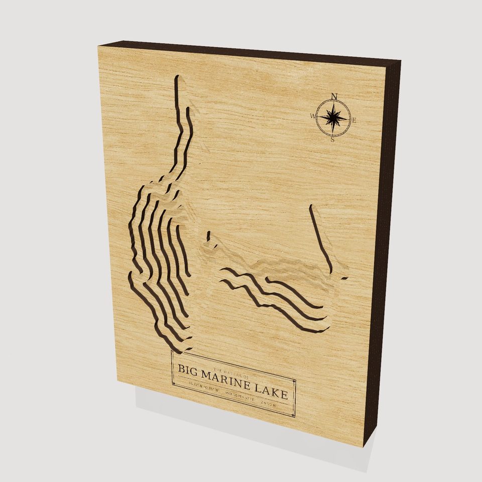 Big Marine Lake 3D wood map, hero view