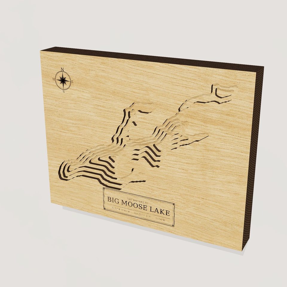Big Moose Lake 3D wood map, hero view