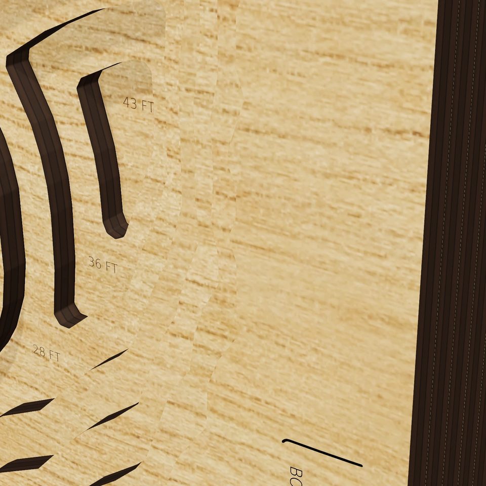 Big Muskego Lake 3D wood map, detail view