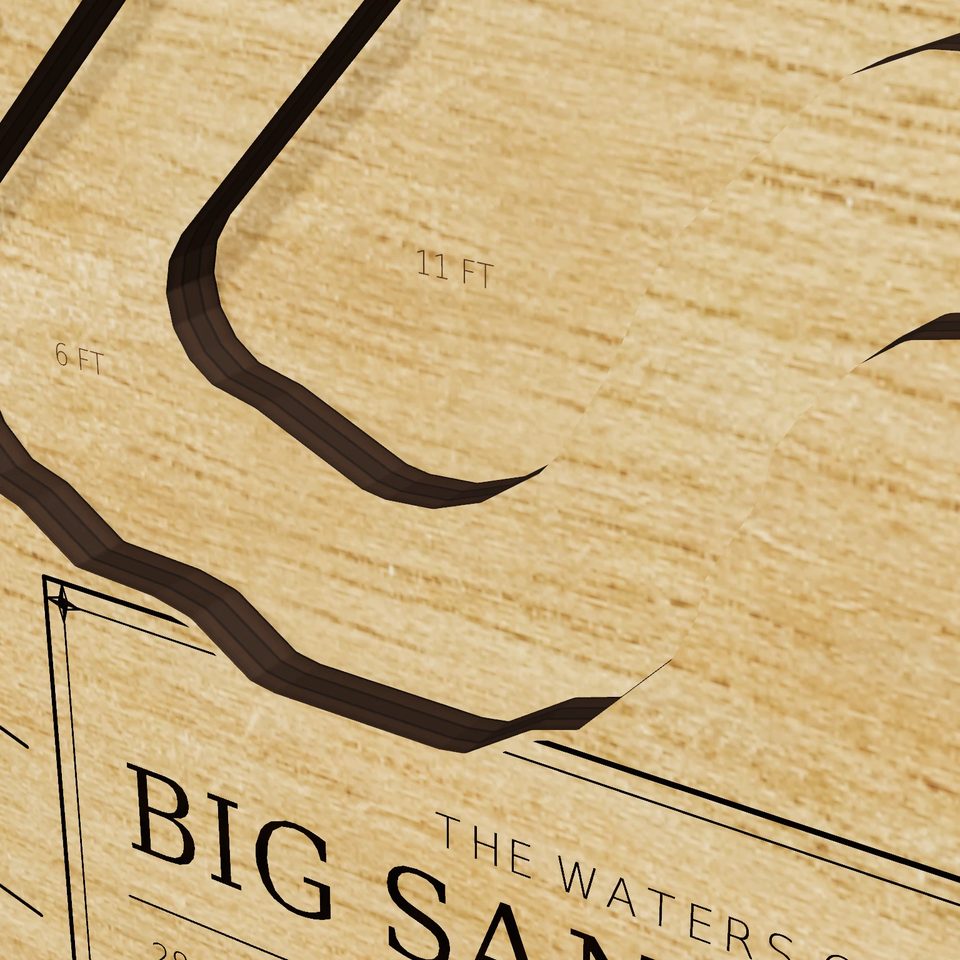 Big Sand Lake 3D wood map, detail view