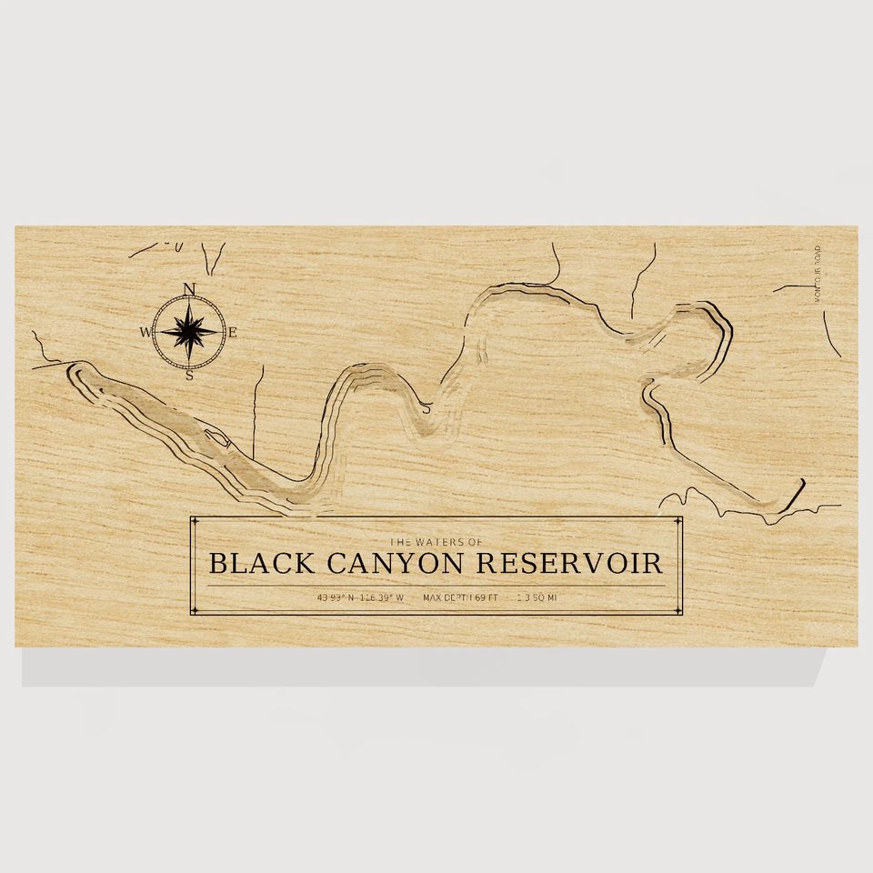 Black Canyon Reservoir 3D wood map, front view