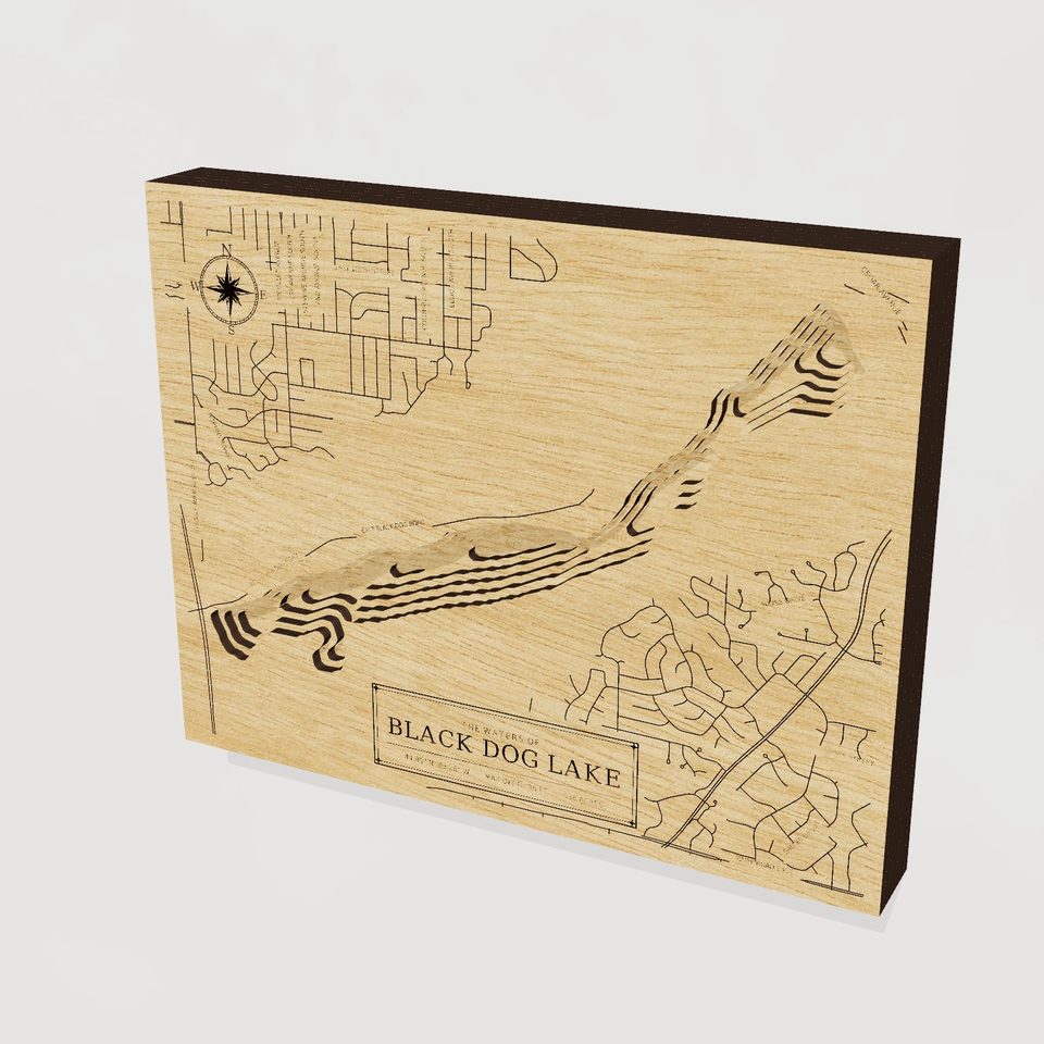 Black Dog Lake 3D wood map, hero view