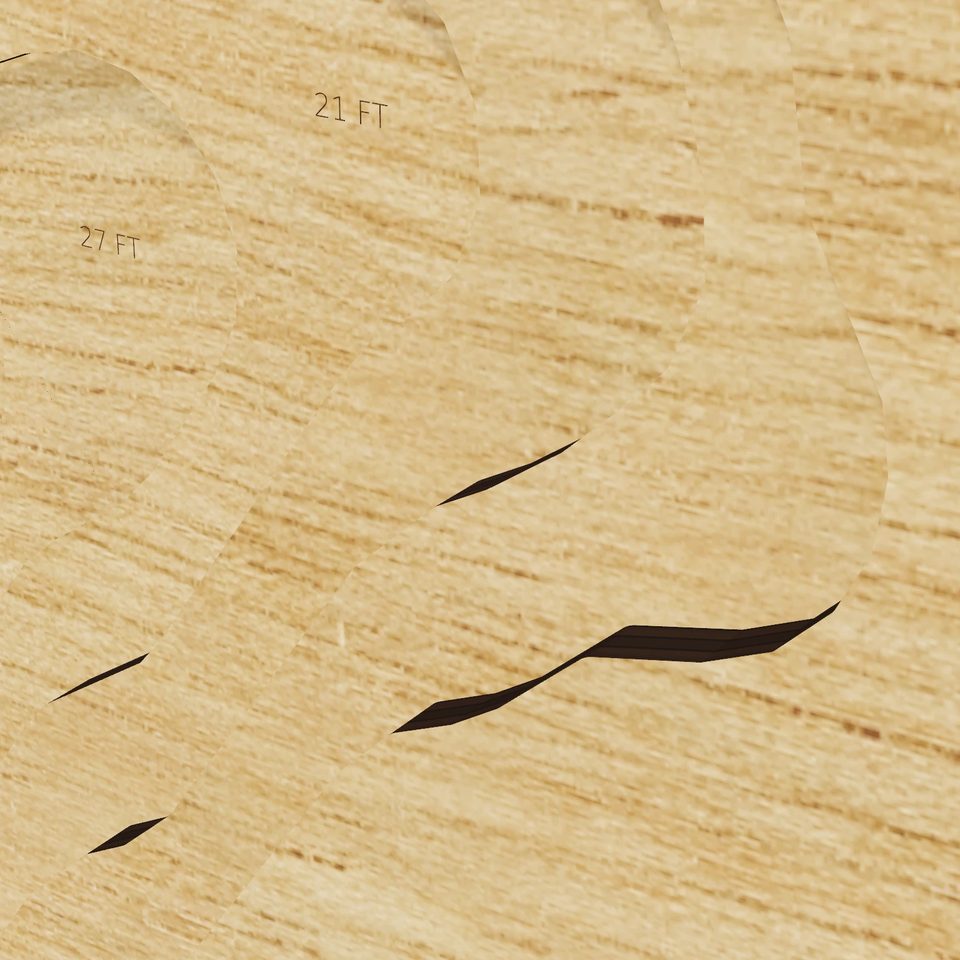 Black Lake 3D wood map, detail view