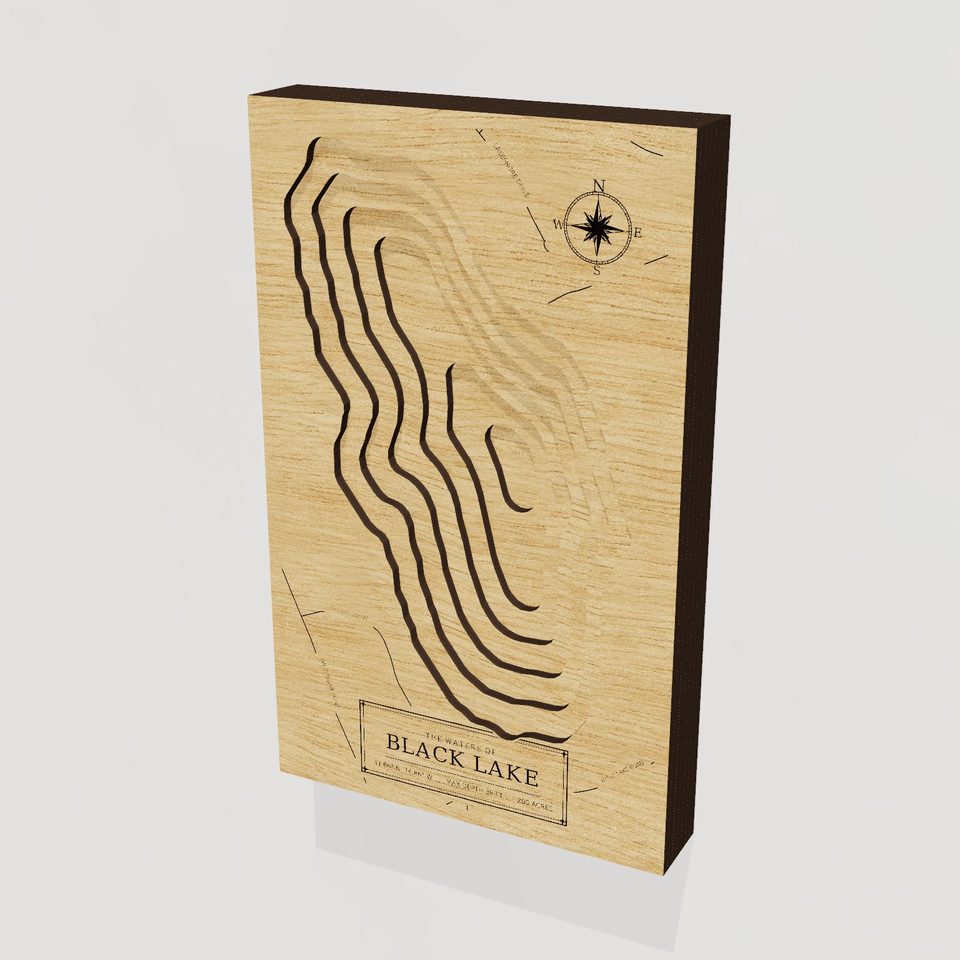 Black Lake 3D wood map, hero view