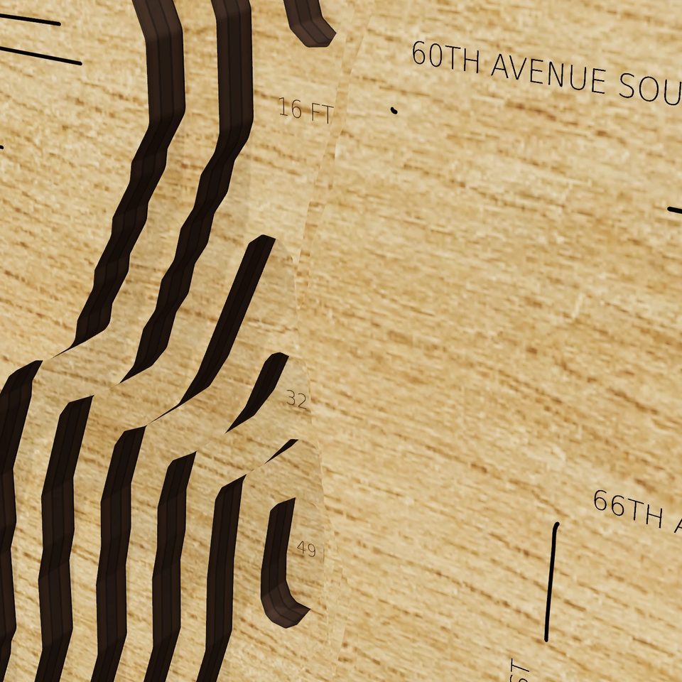 Black Lake 3D wood map, detail view
