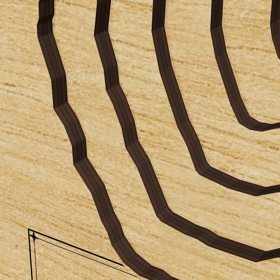 Blue Cypress Lake 3D wood map, detail view